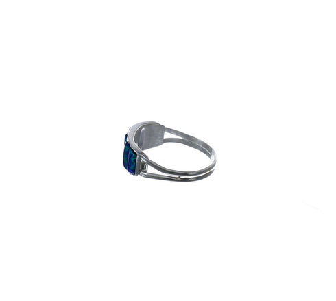 Blue Opal Authentic Sterling Silver Zuni Ring Size 6-1/2 AX127172